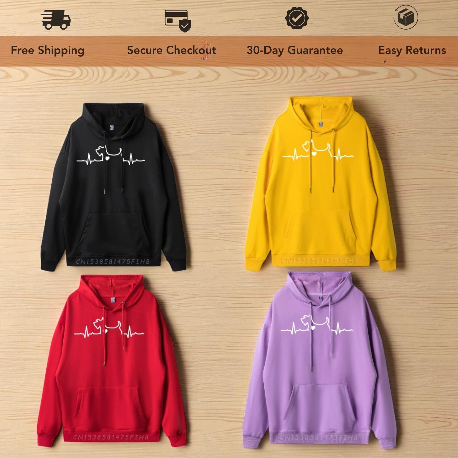 Scottie Dog Heartbeat Hoodie Color Options – The Crew