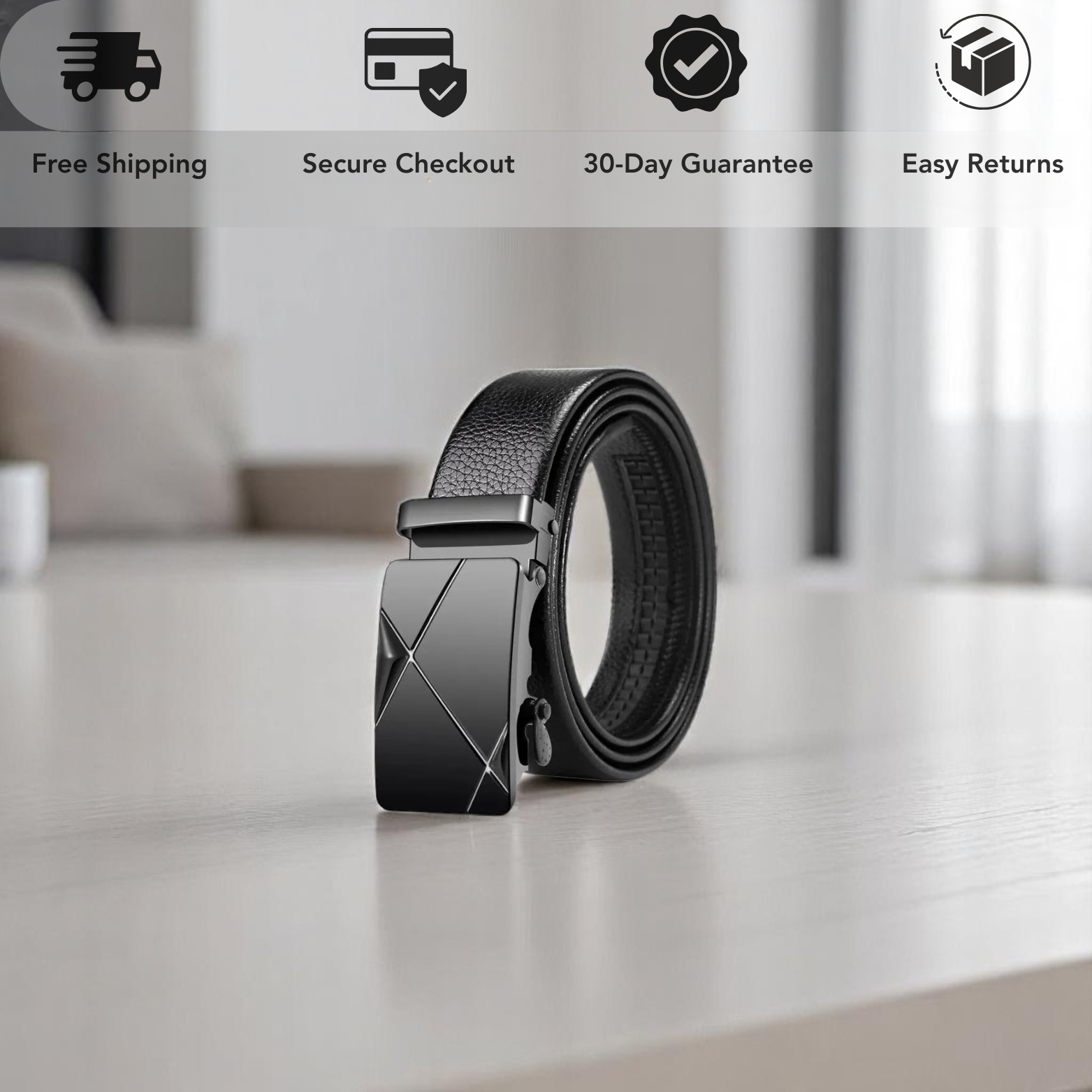 Men’s Elegant PU Leather Belt Office Style – The Crew