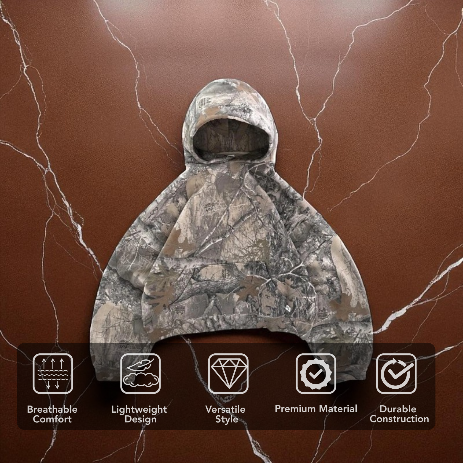 Oversized Camo Streetwear Hoodie Promo Shot – The Crew