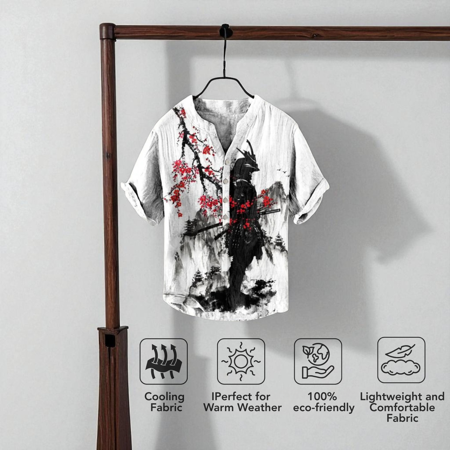 White Black 3D Print Linen Shirt Rack Display – The Crew