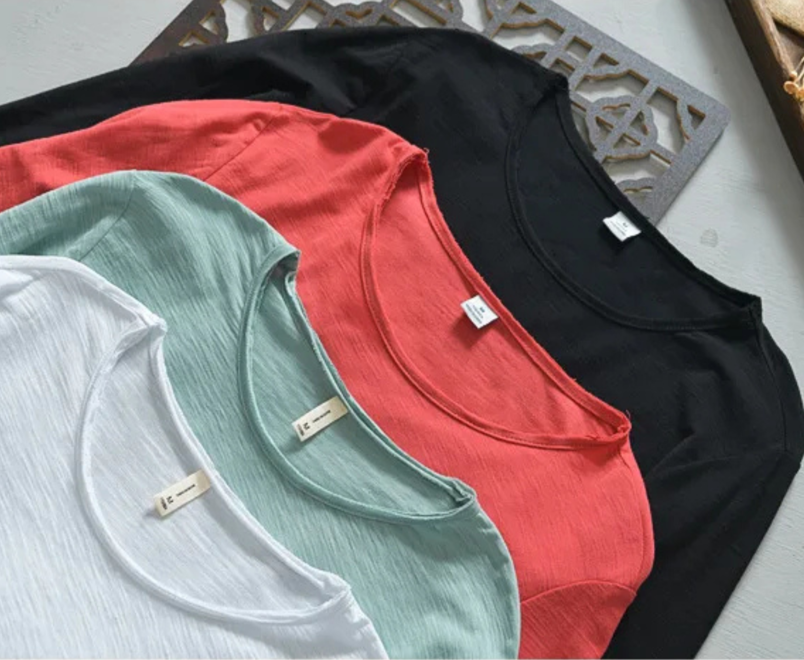 Long sleeve T-shirts color options display – The Crew