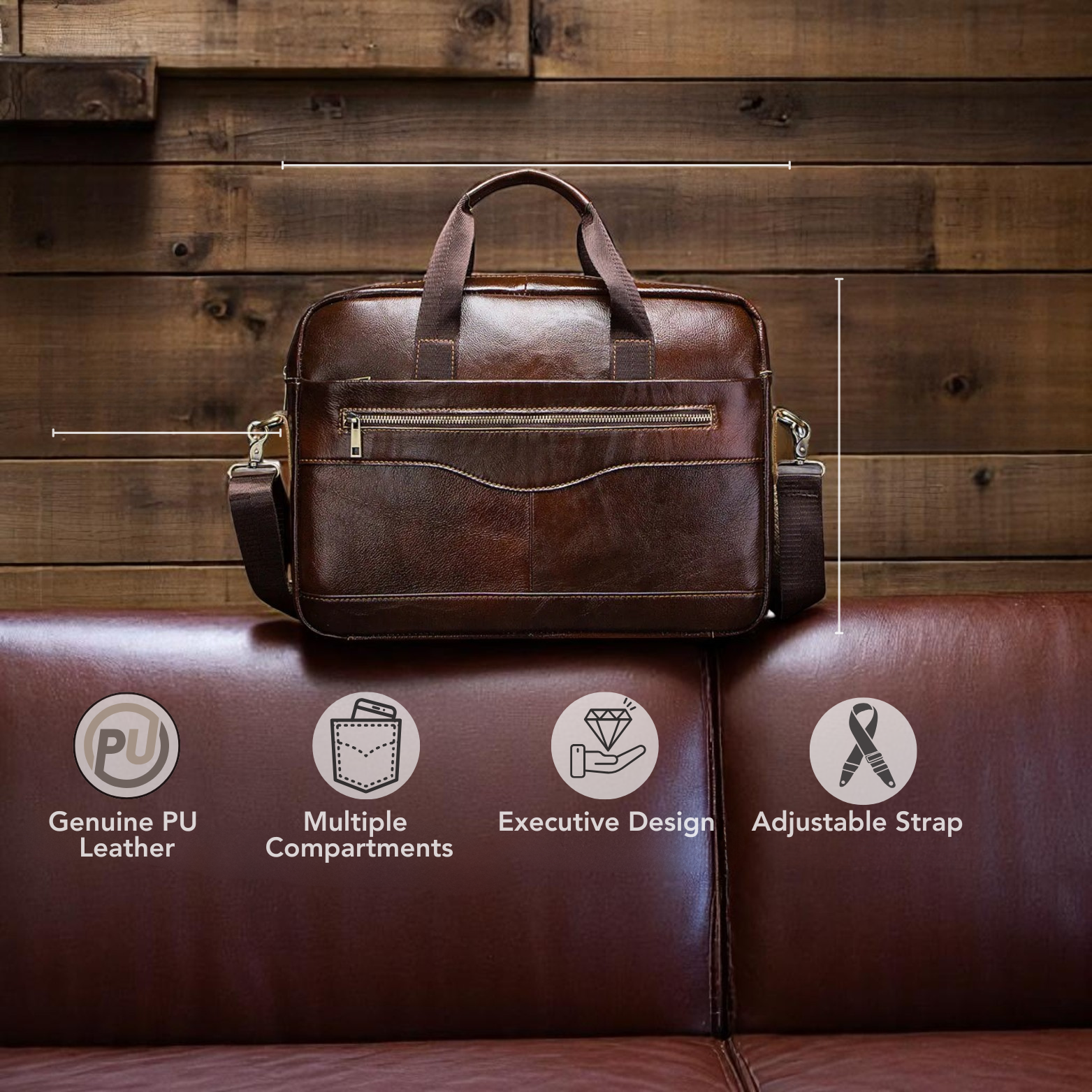 Men’s Brown Leather Briefcase Lifestyle – The Crew