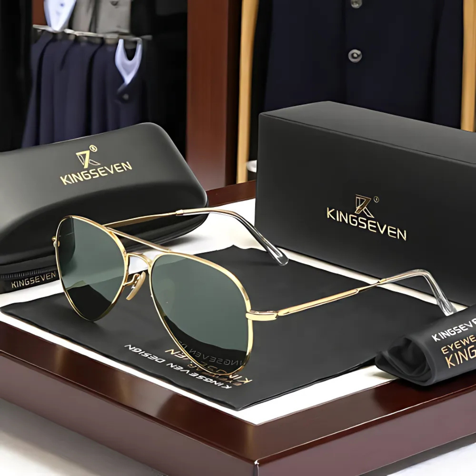 KINGSEVEN aviator sunglasses luxury display case – The Crew