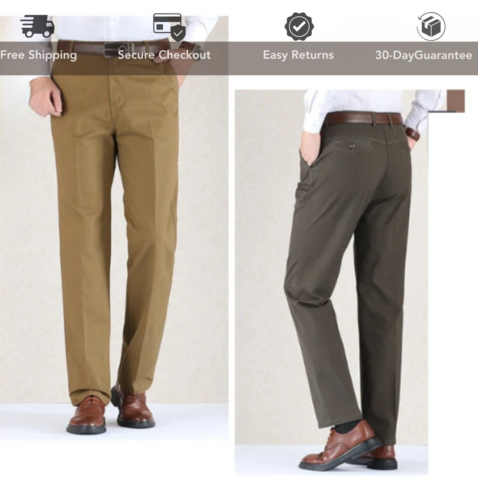 Men’s cotton pants color options display – The Crew