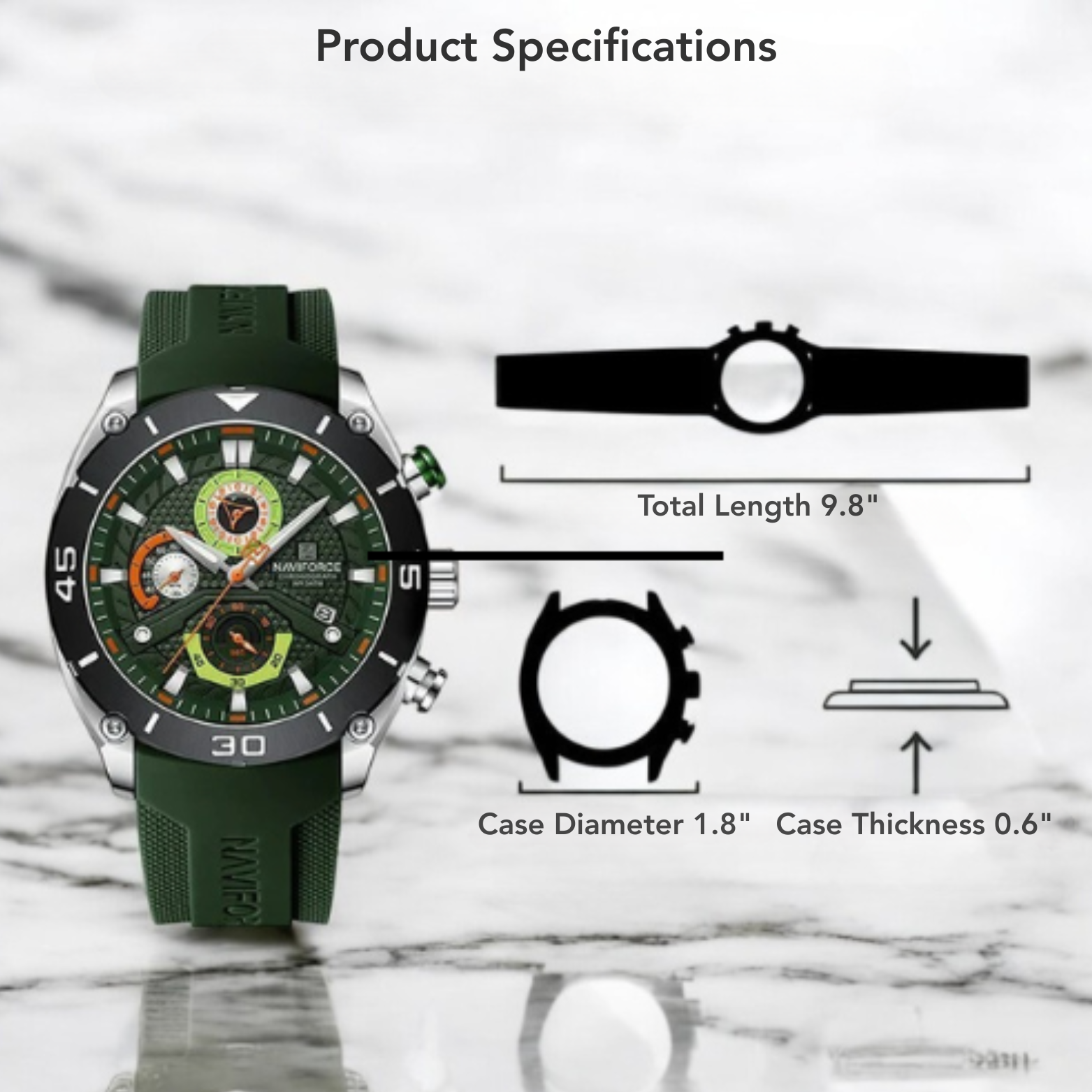 NAVIFORCE NF8038 Sport Chronograph Product Specifications – The Crew