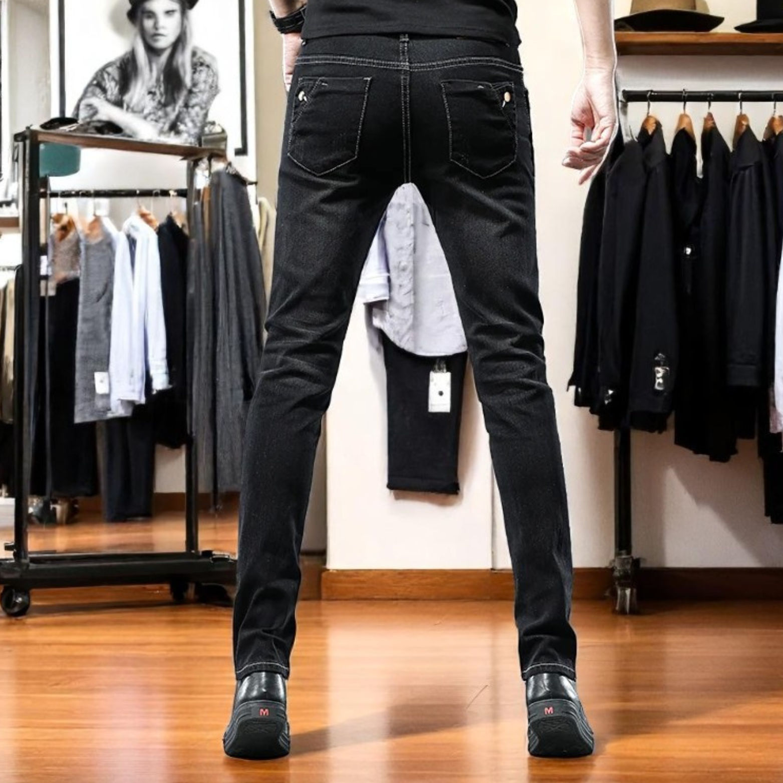 Men slim skinny jeans Back View – The Crew