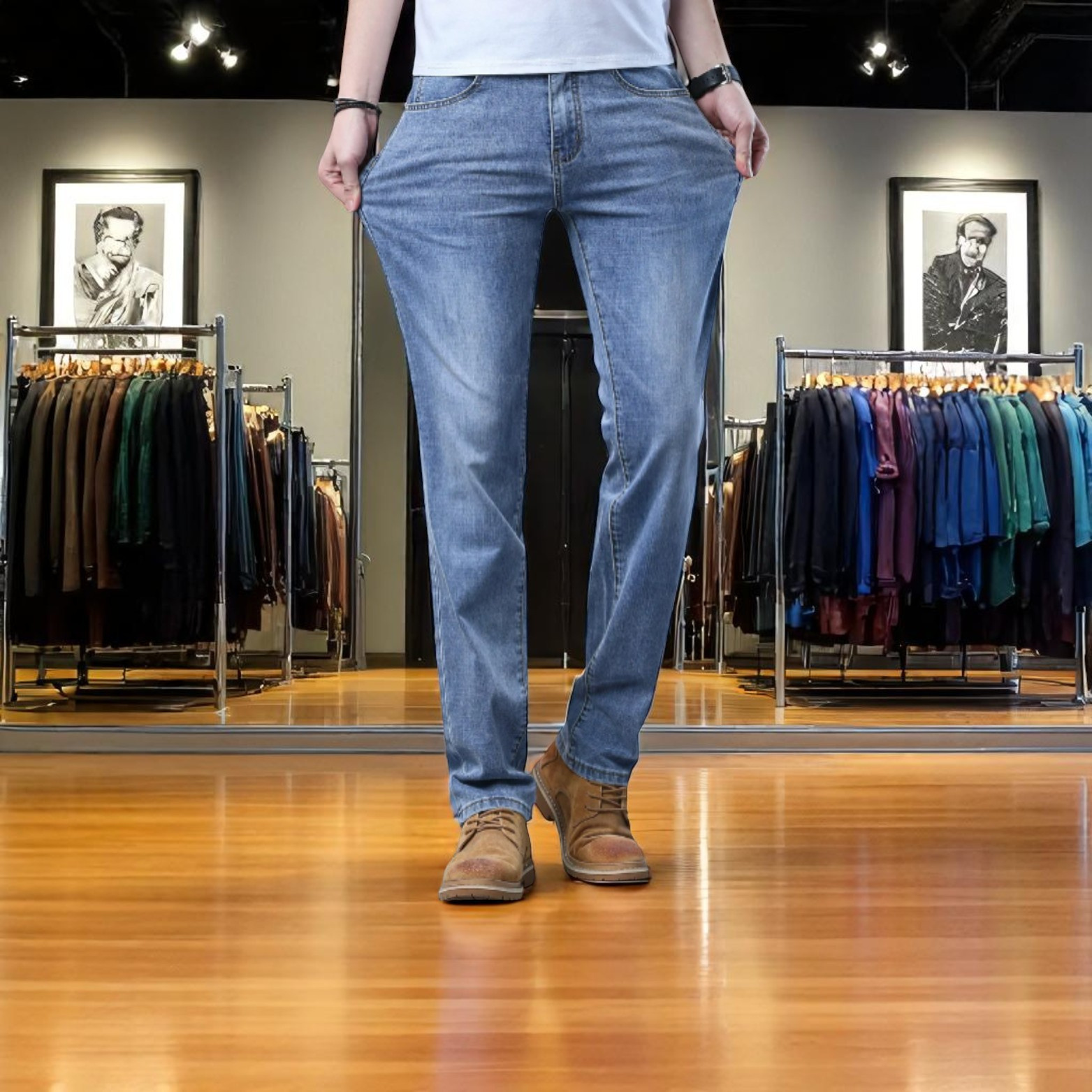 Men slim jeans Front view classic fit – The Crew