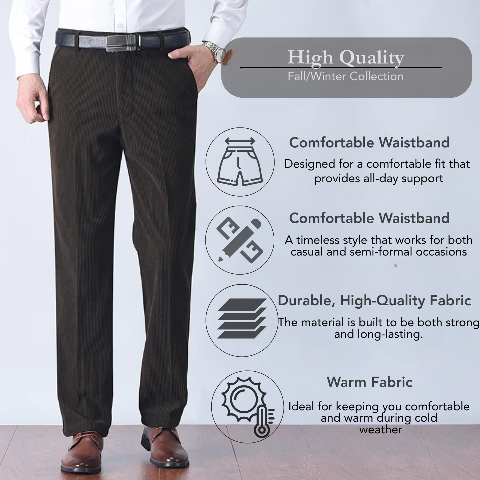 Corduroy fabric stretch feature display – The Crew