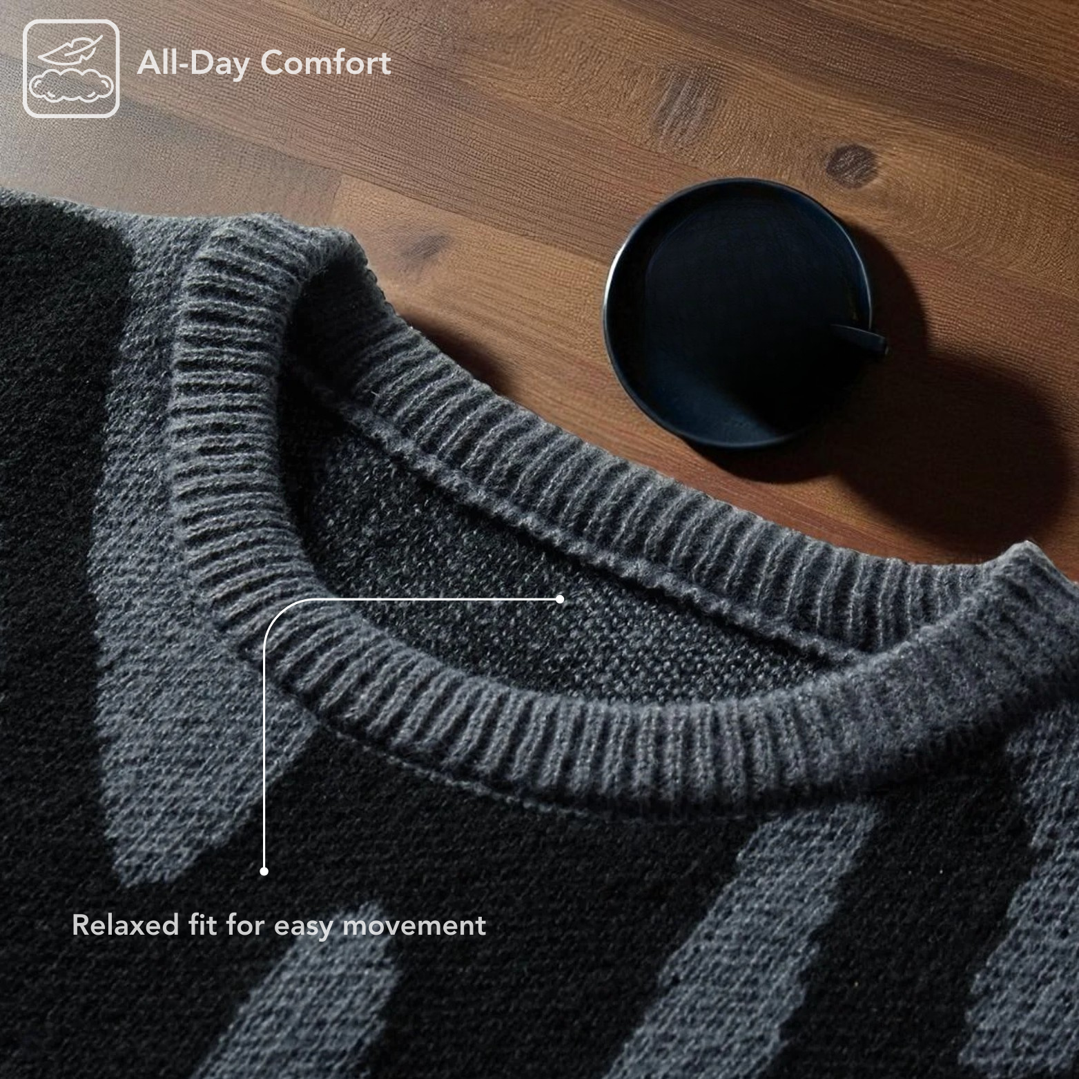 Men’s Jacquard Sweater Collar Detail – The Crew