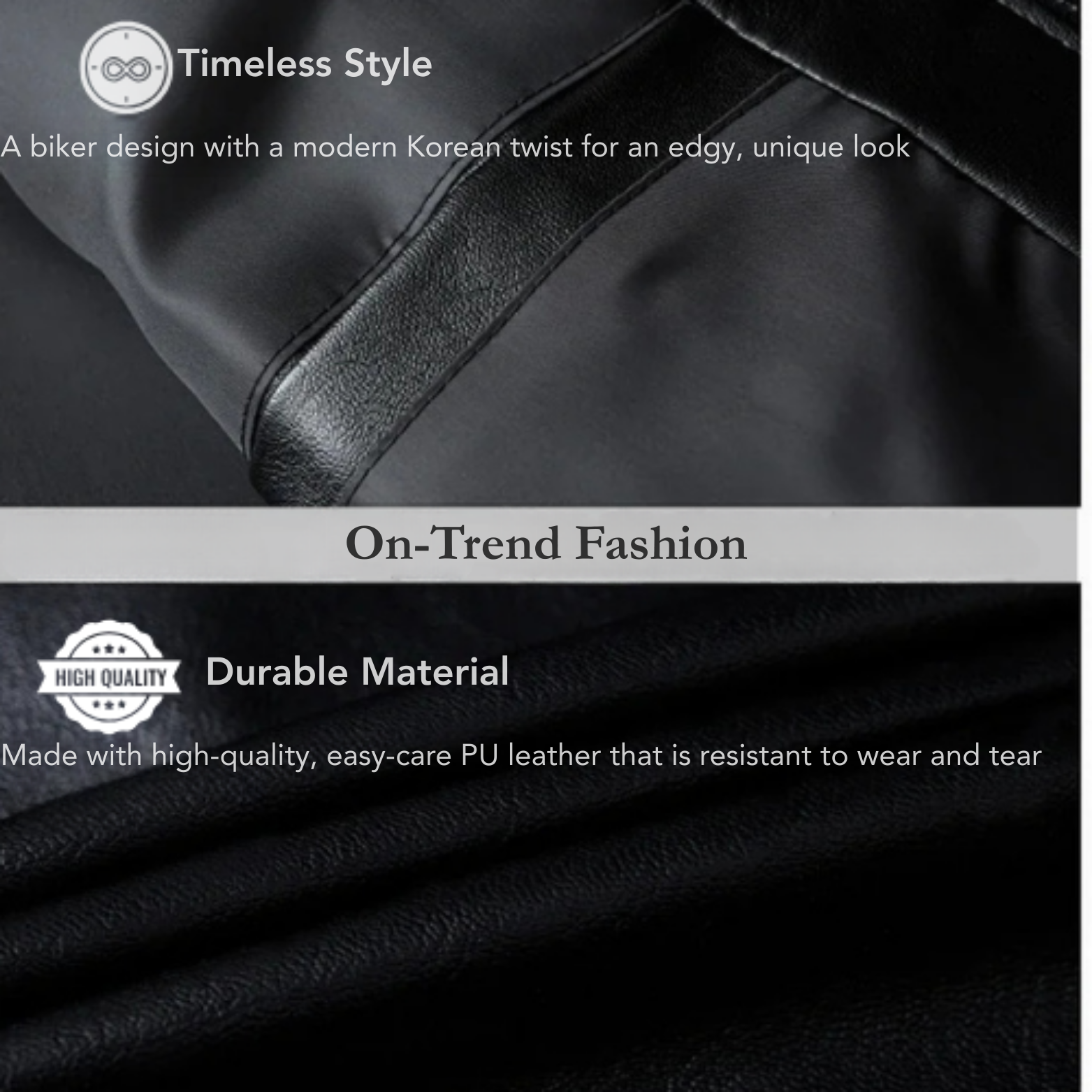 PU leather texture and durability detail jacket – The Crew