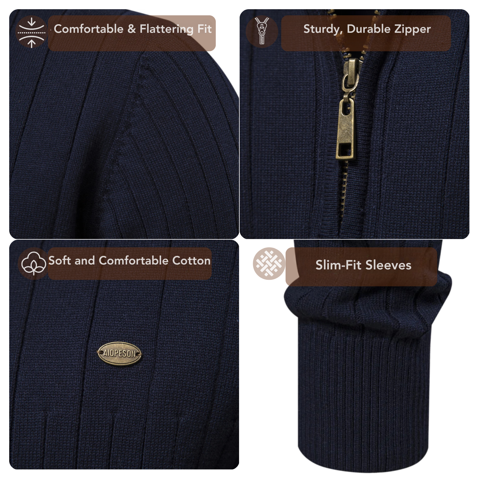 High neck zipper detail knit sweater men – The Crew