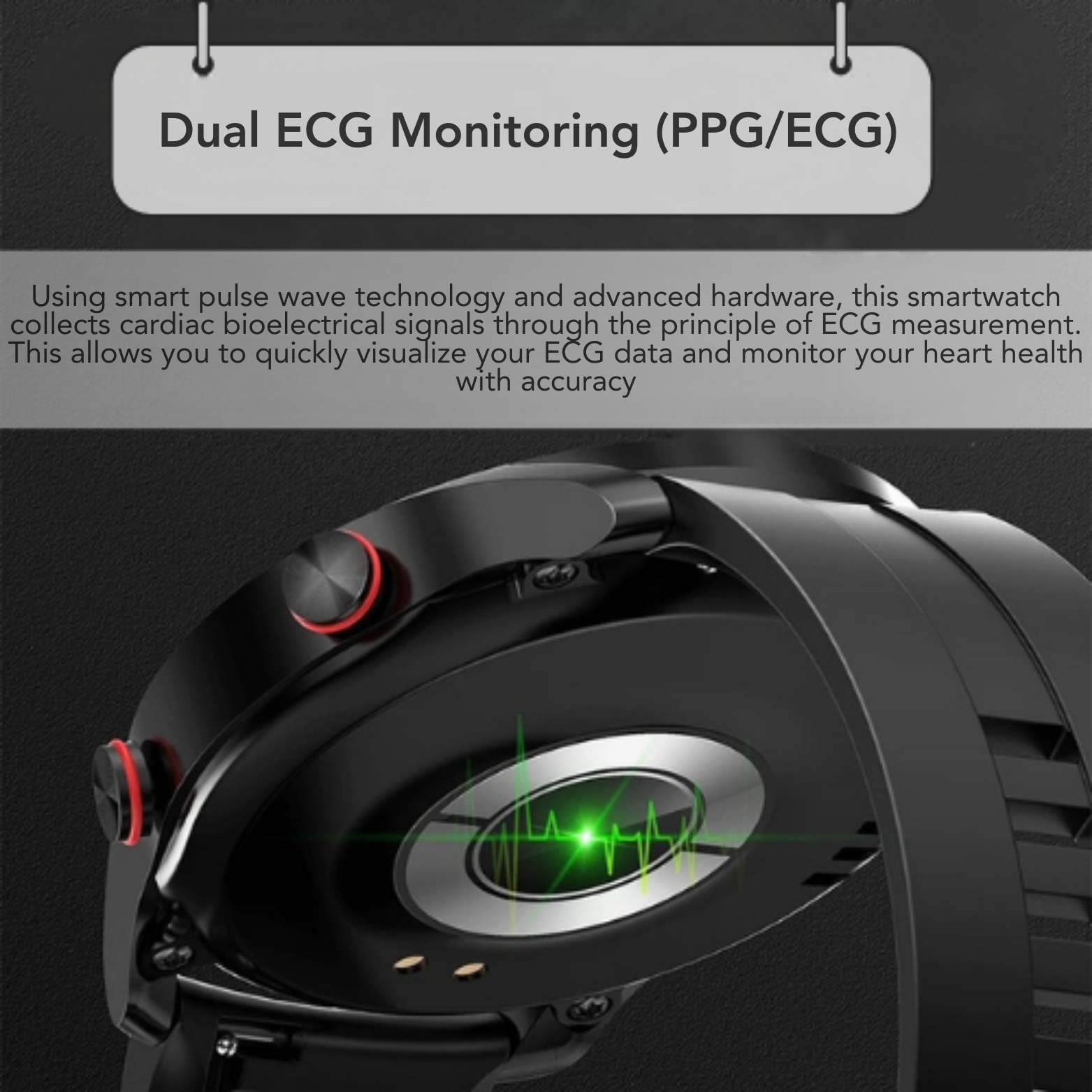 ECG Smartwatch Heart Rate Sensor Close Up – The Crew