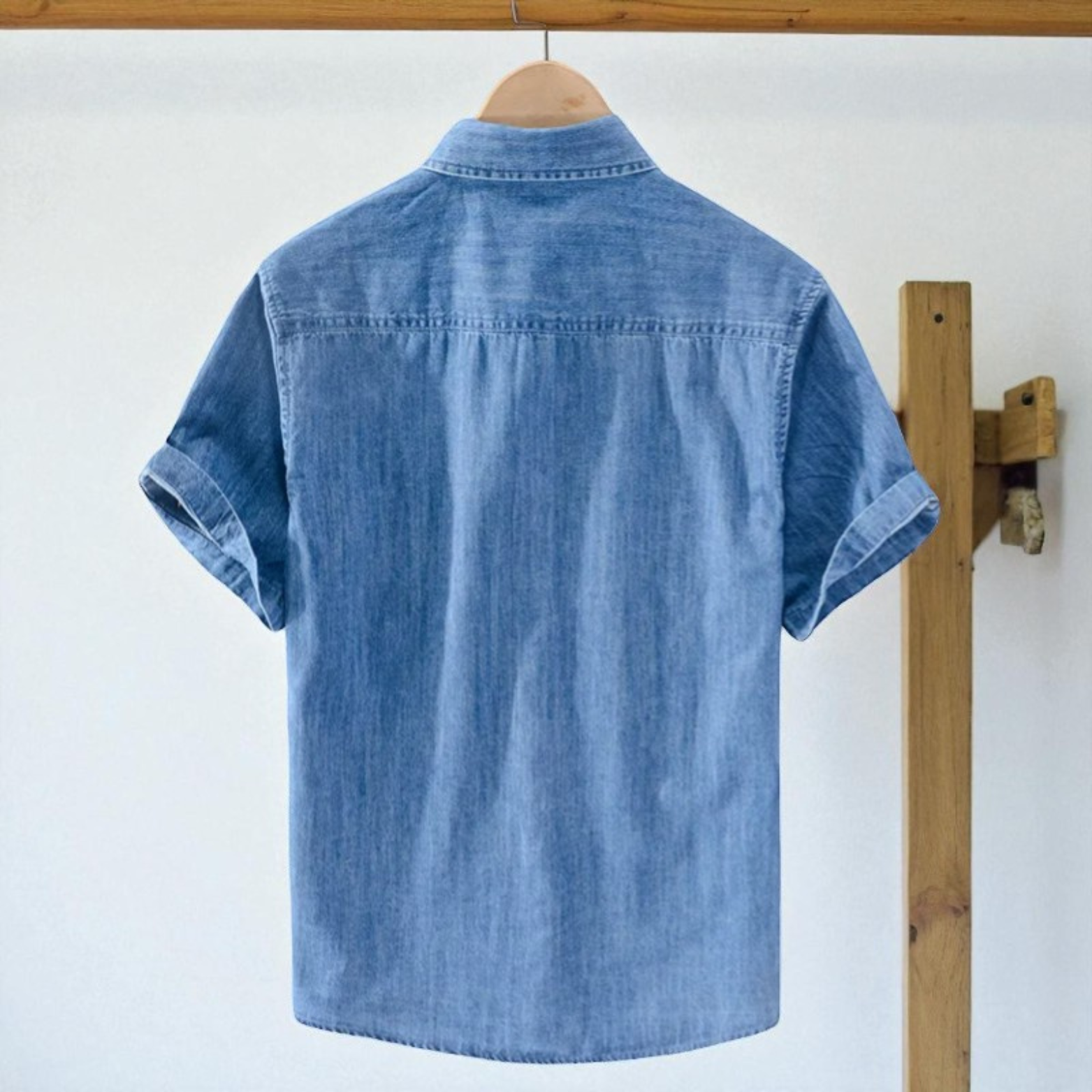 Men’s Denim Shirt Back View – The Crew