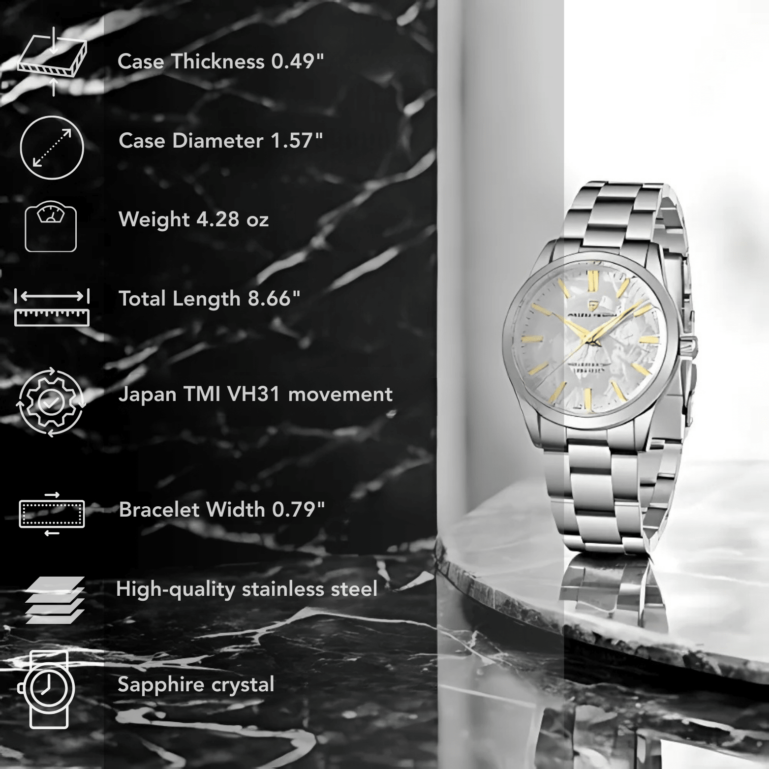 PAGANI DESIGN 40mm Quartz Watch – Men’s Luxury Timepiece - The Crew