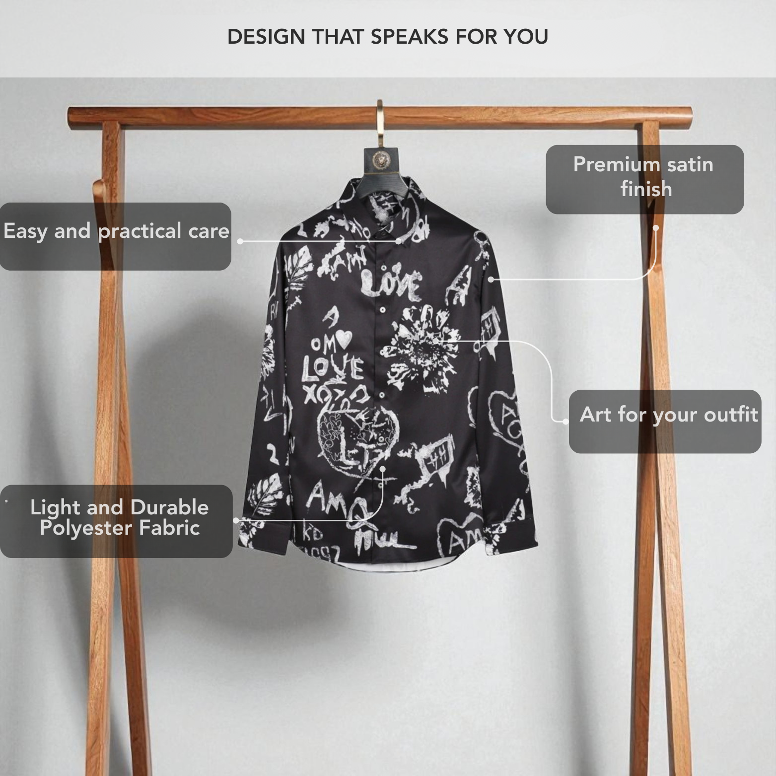 Men’s Black 3D Print Shirt Rack Display – The Crew