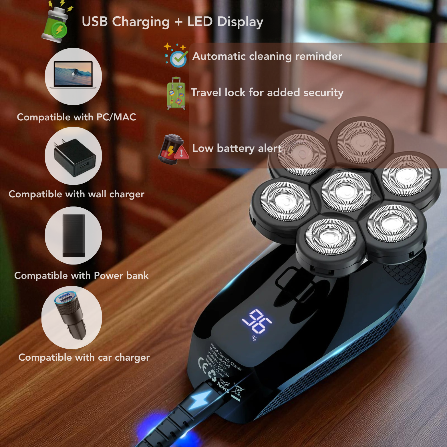 Kensen electric shaver LED display battery indicator – The Crew