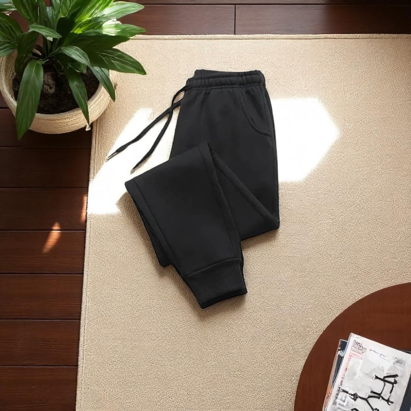 Men jogger pants black indoor casual outfit – The Crew