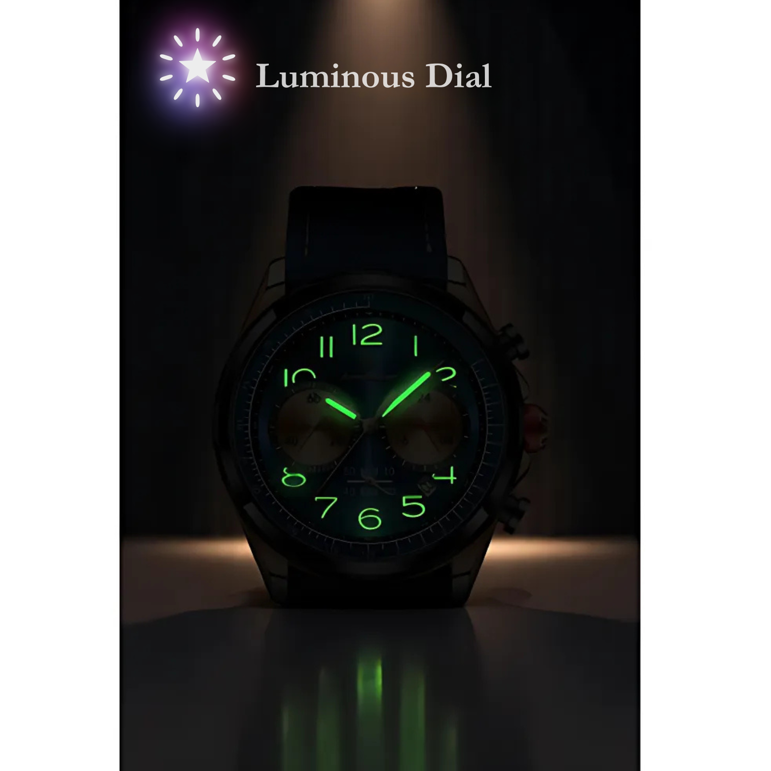 POEDAGAR 862 Leather Chronograph Night Luminous Mode – The Crew