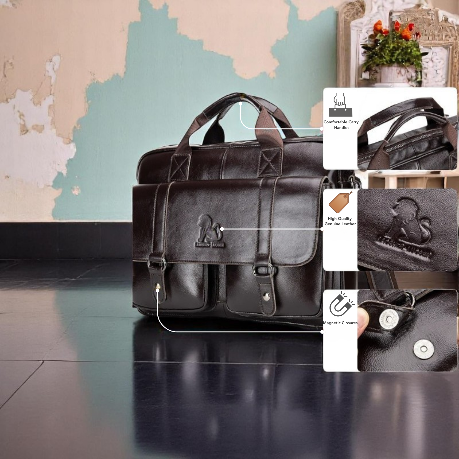 Men's Dominion Executive Premium Leather Briefcase