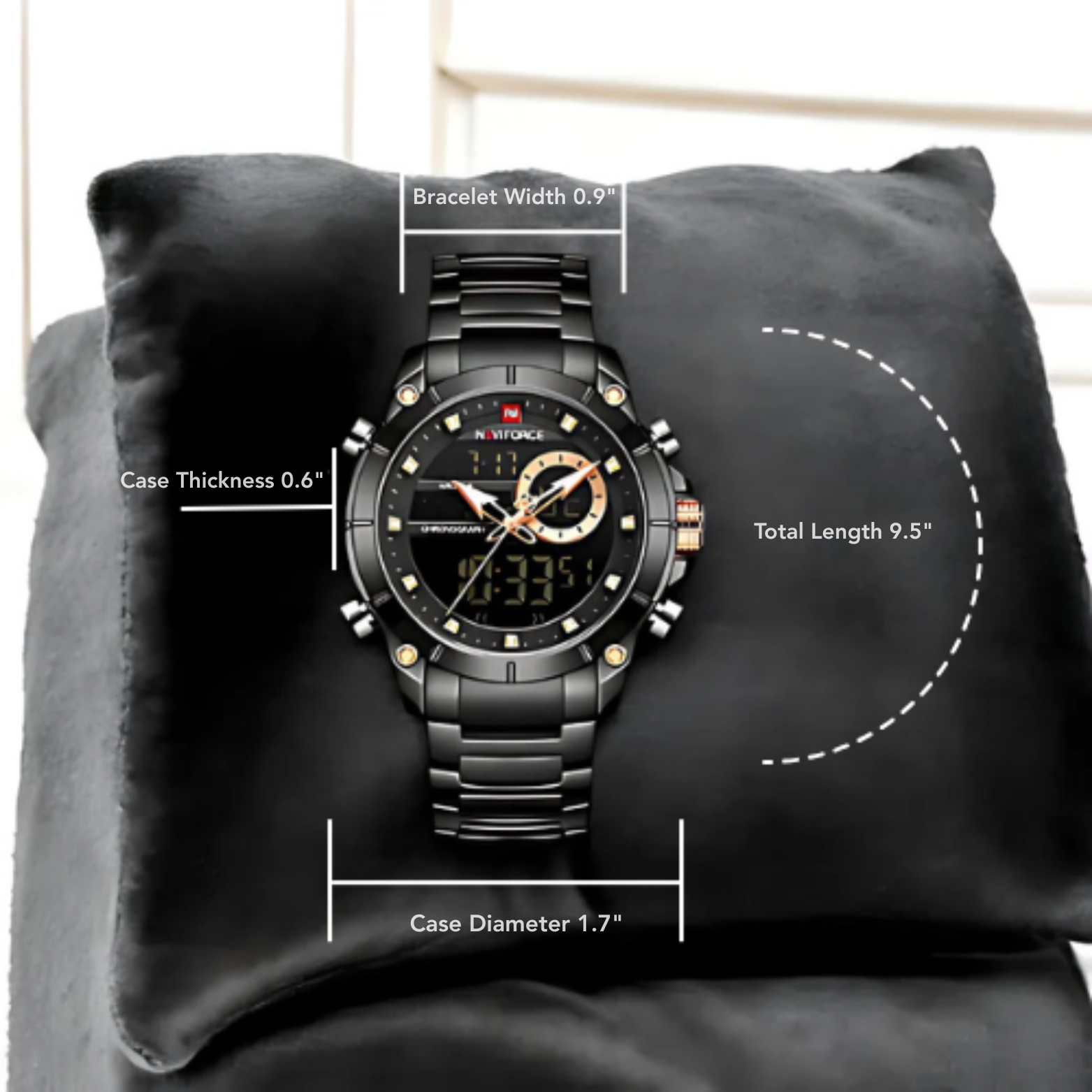 NAVIFORCE NF9163 Dual Display Black Cushion Display – The Crew