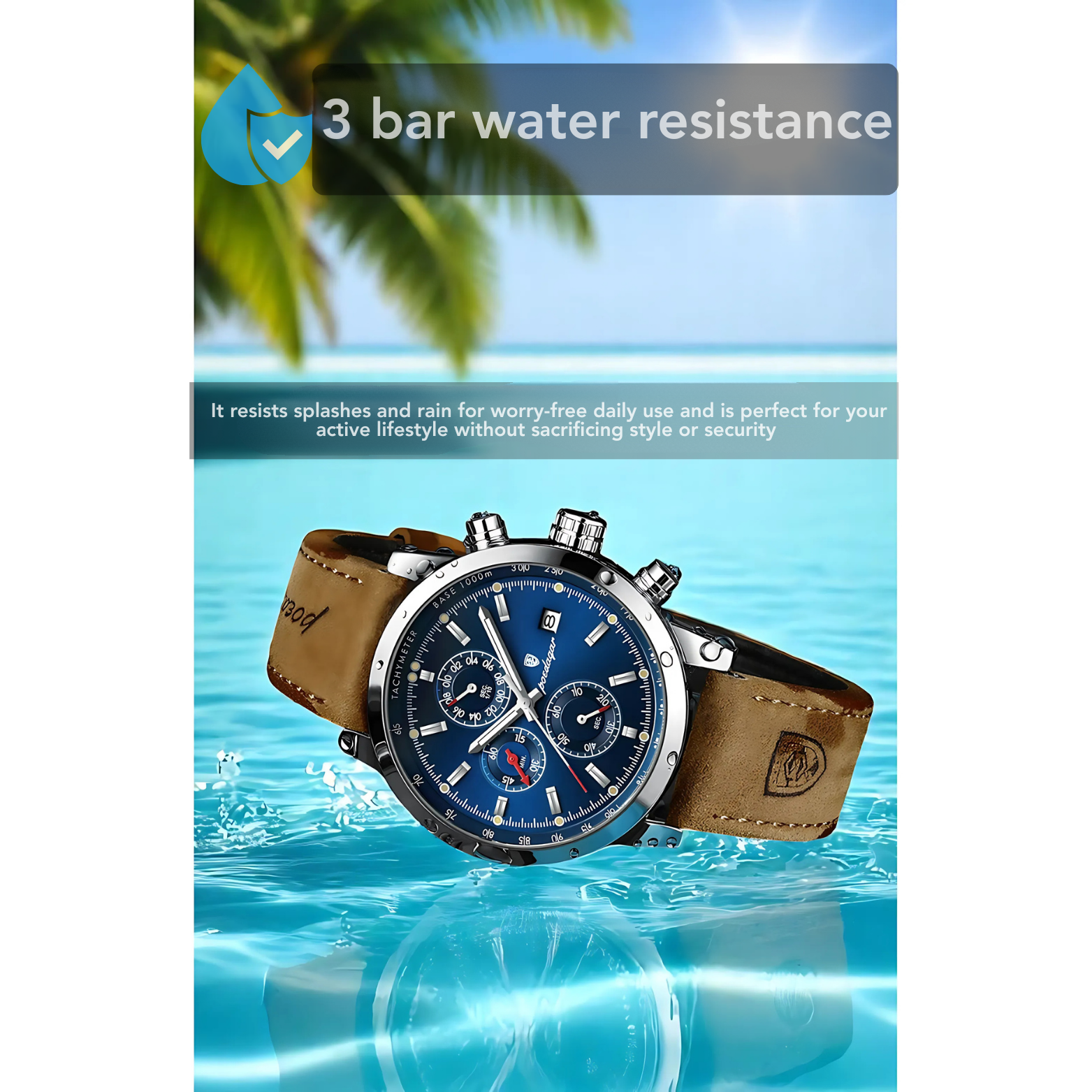 POEDAGAR 932 Leather Chronograph 3ATM Water Resistance – The Crew