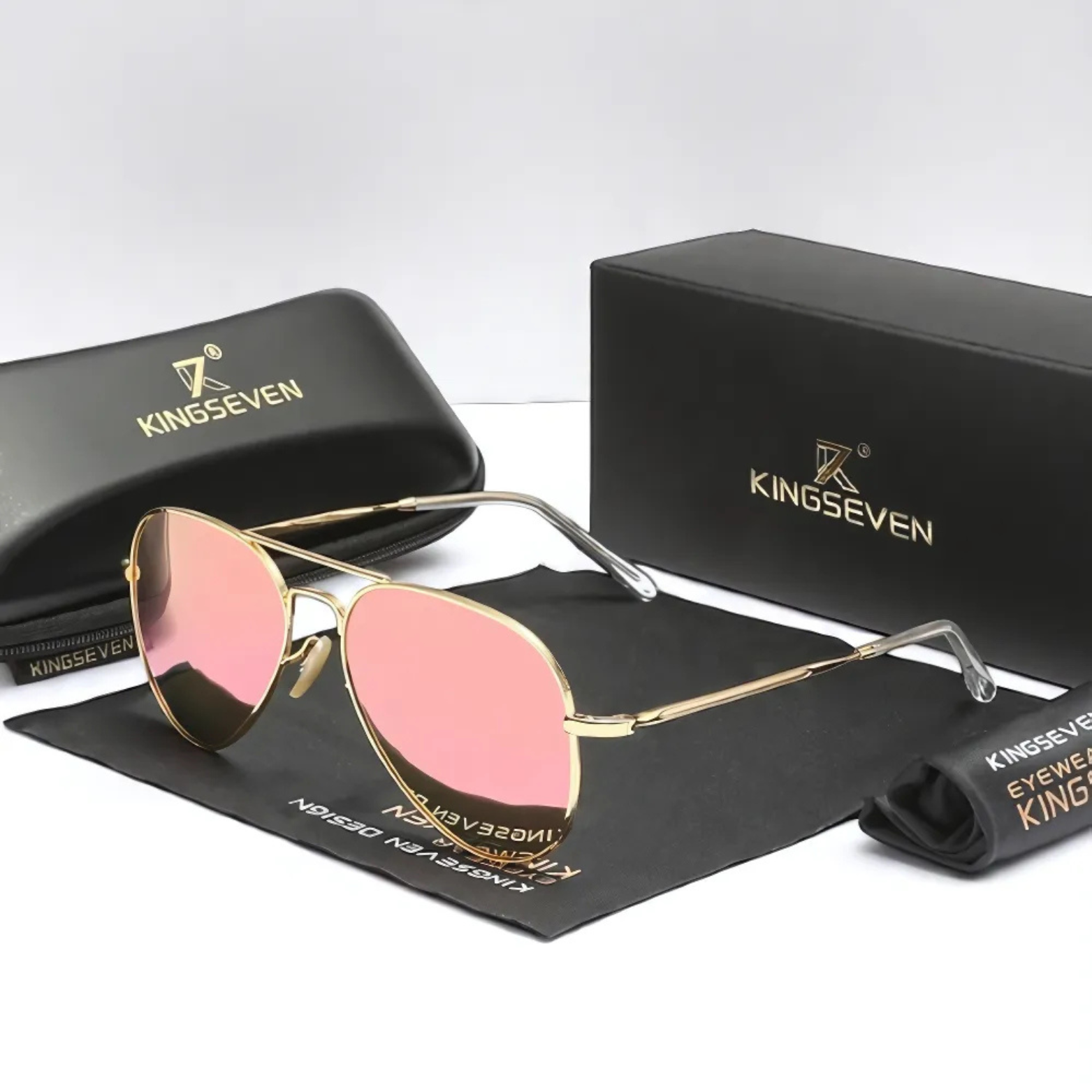 KINGSEVEN pink aviator sunglasses boxed set – The Crew