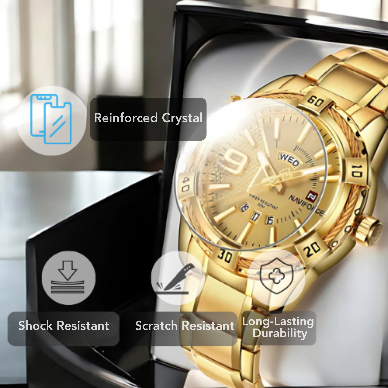 NAVIFORCE Classic Quartz Watch Crystal Feature – The Crew