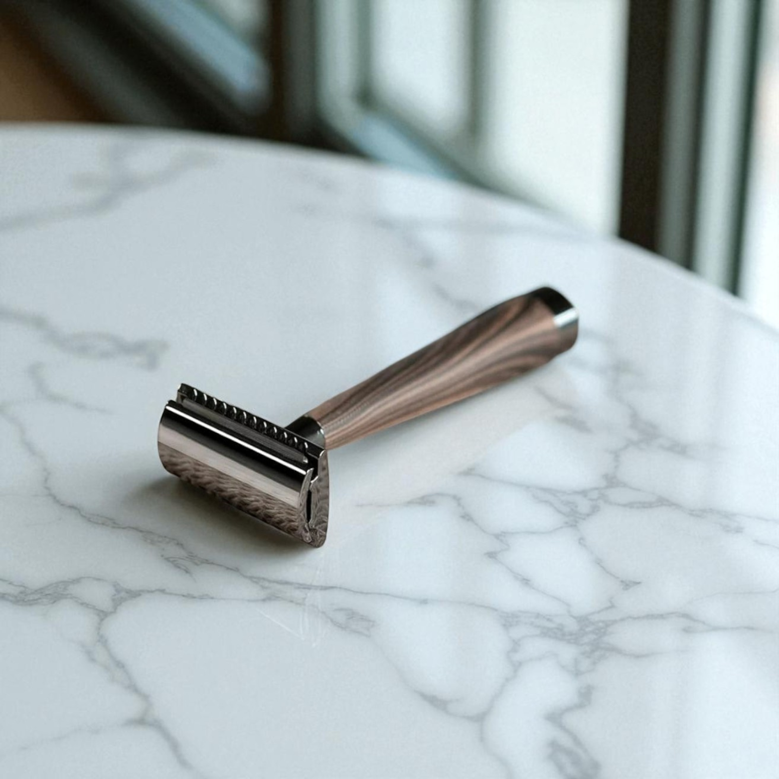 Stainless Steel Safety Razor Flat Lay – The Crew