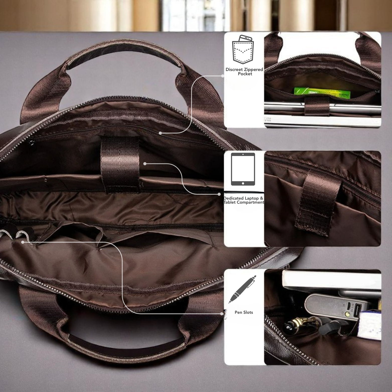 Men's Dominion Executive Premium Leather Briefcase