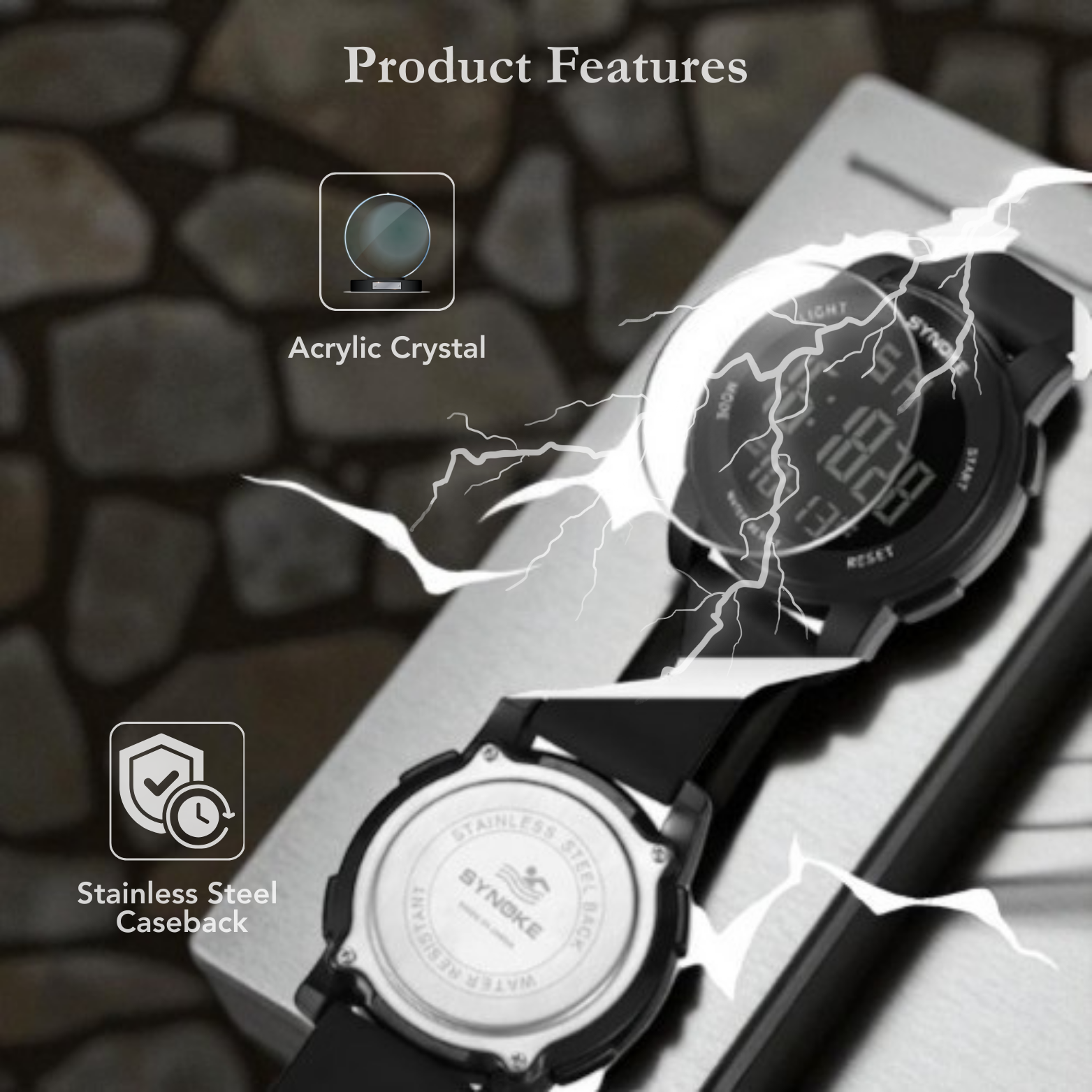 SYNOKE Digital Sports Watch Shockproof Close Up – The Crew