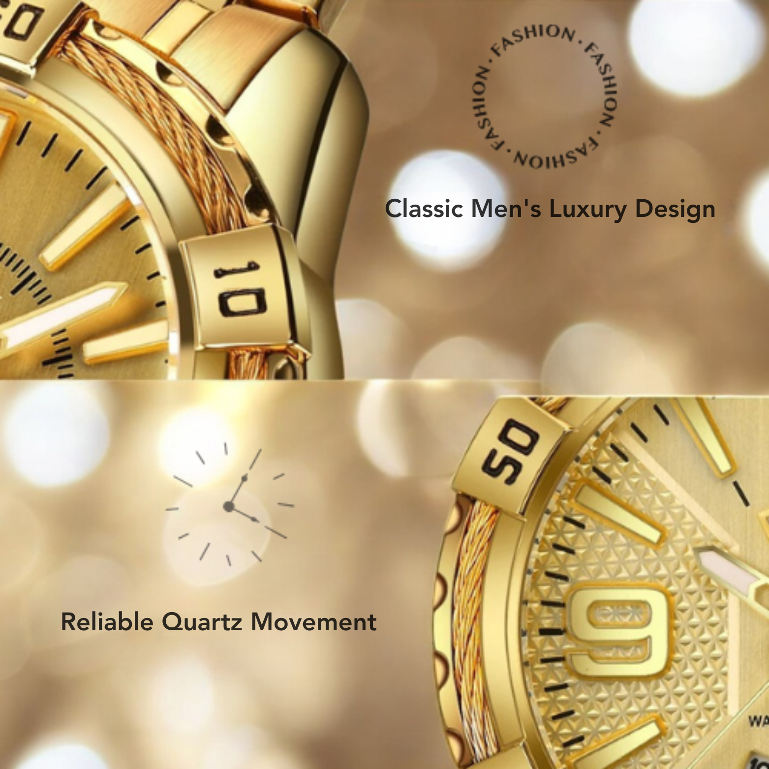 NAVIFORCE Classic Quartz Watch Gold Bezel Detail – The Crew