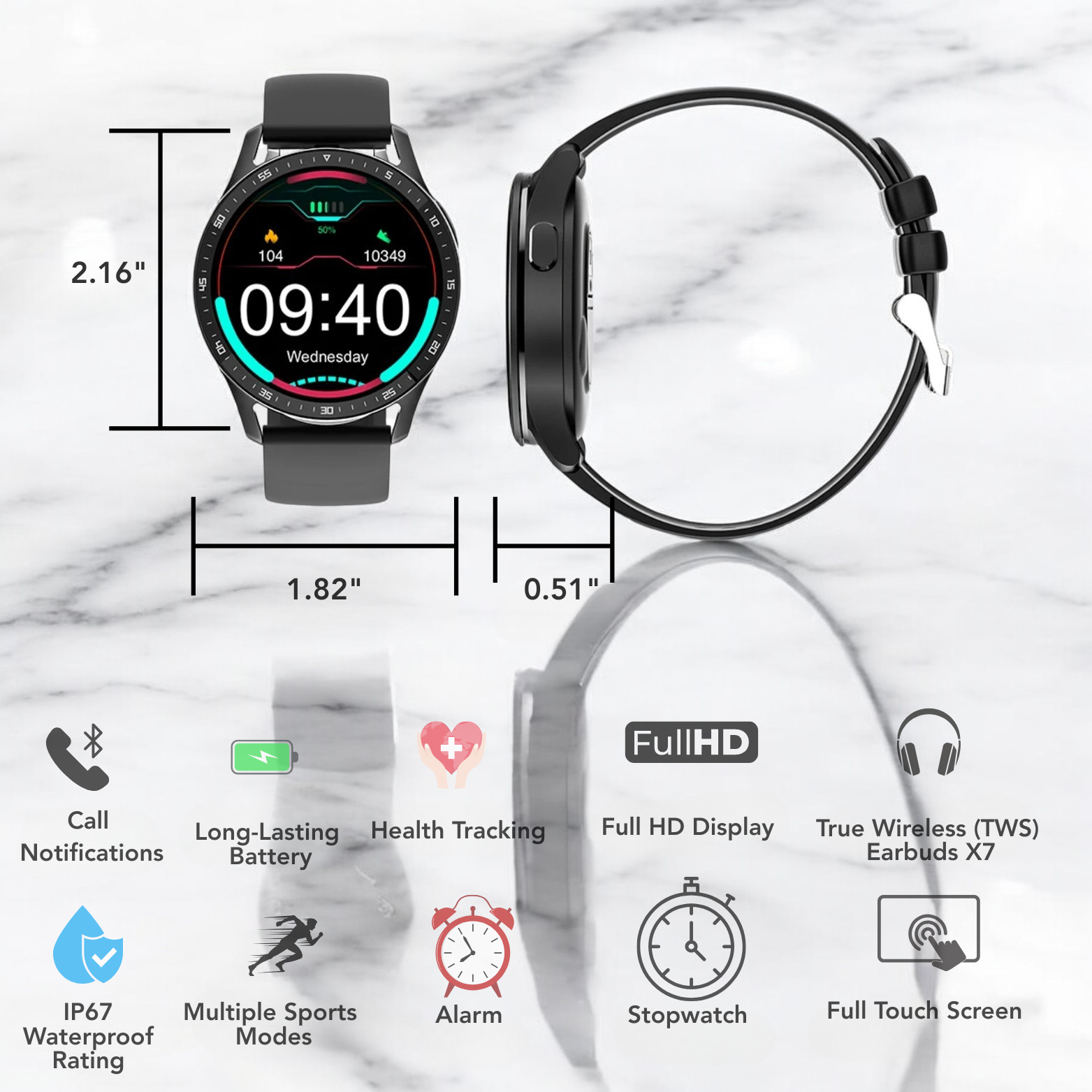 X7 Smartwatch Health Monitoring Interface – The Crew