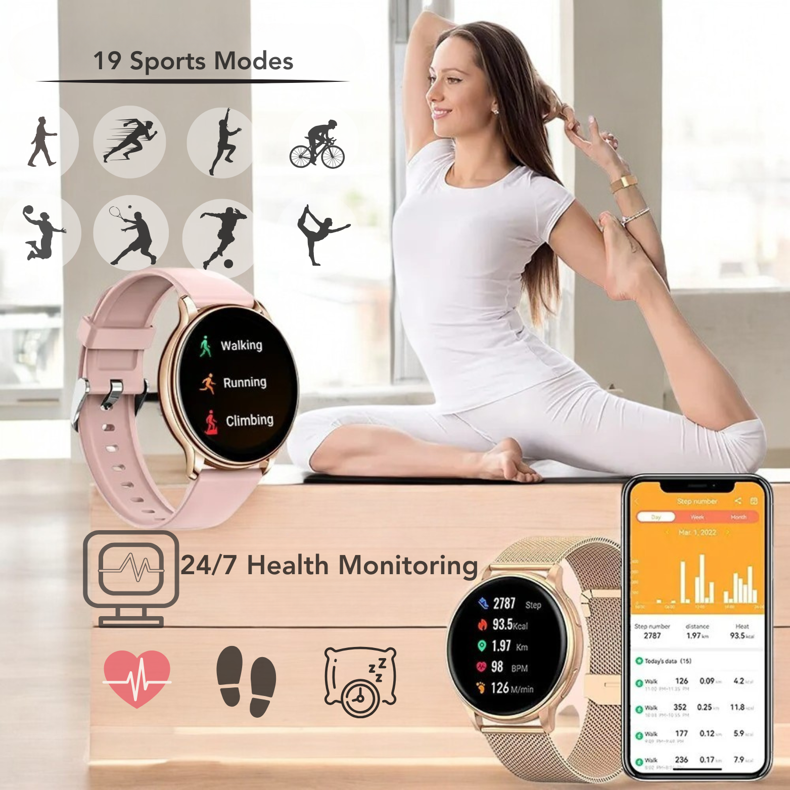 Y22 Smartwatch Sleep Monitoring Feature – The Crew