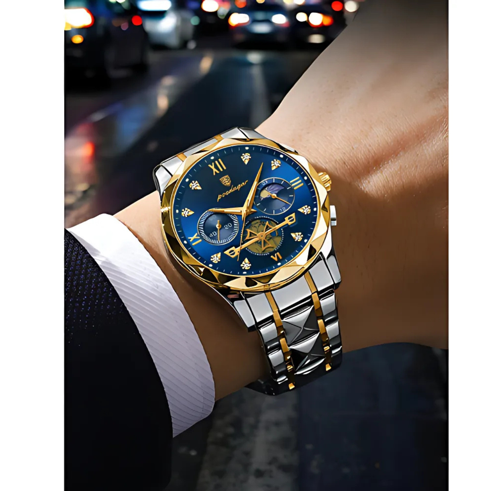 POEDAGAR 996 Stainless Steel Chronograph Quartz Watch