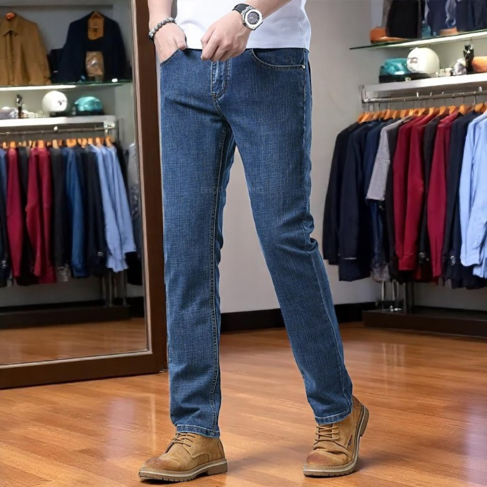 Men slim fit jeans full length Full view – The Crew