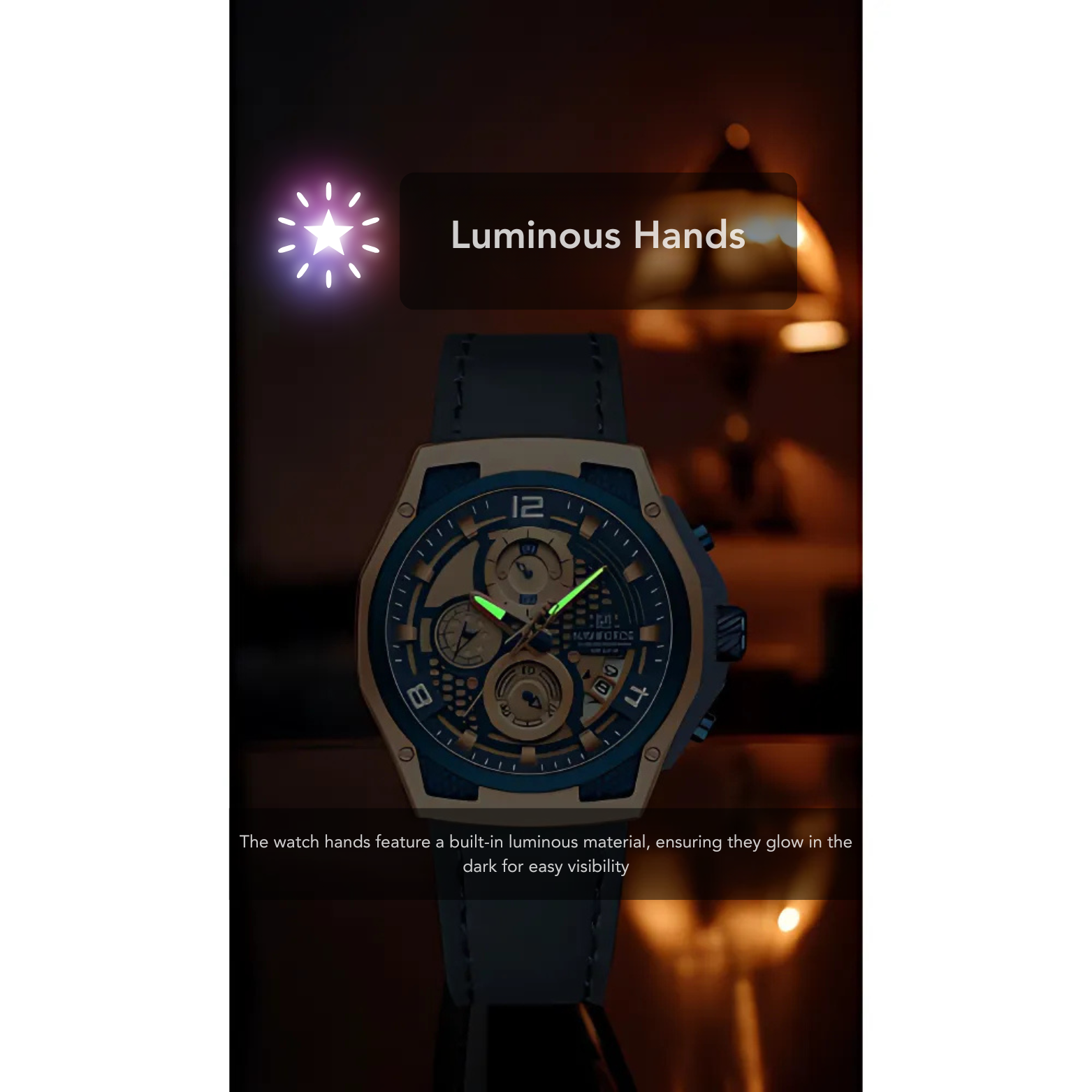 NAVIFORCE NF8051L Leather Chronograph Night Luminous Mode – The Crew