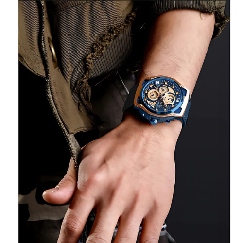 NAVIFORCE NF8051L Leather Chronograph Casual Wrist Angle – The Crew