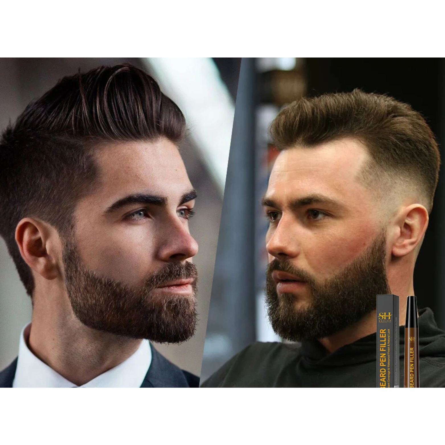 Men beard filler pencil before and after style – The Crew