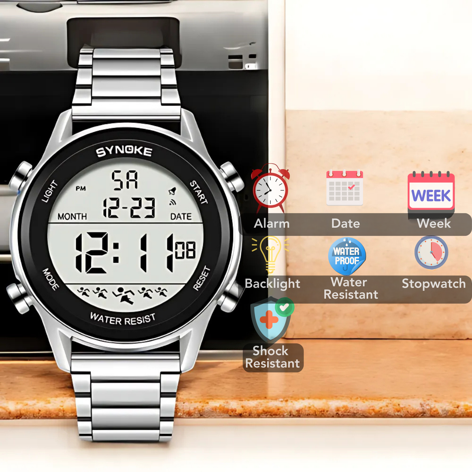 SYNOKE Stainless Steel Digital Watch Packaging Display – The Crew