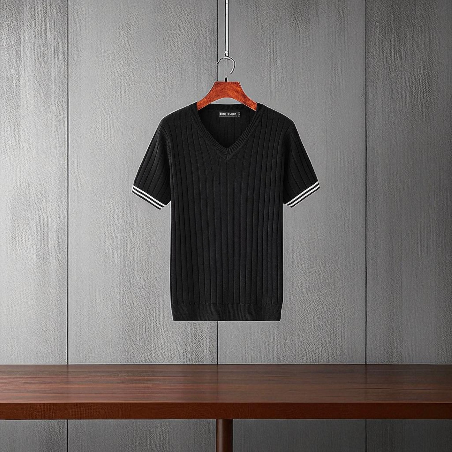 Men’s Black Knit T-Shirt Sweater Boutique Display – The Crew