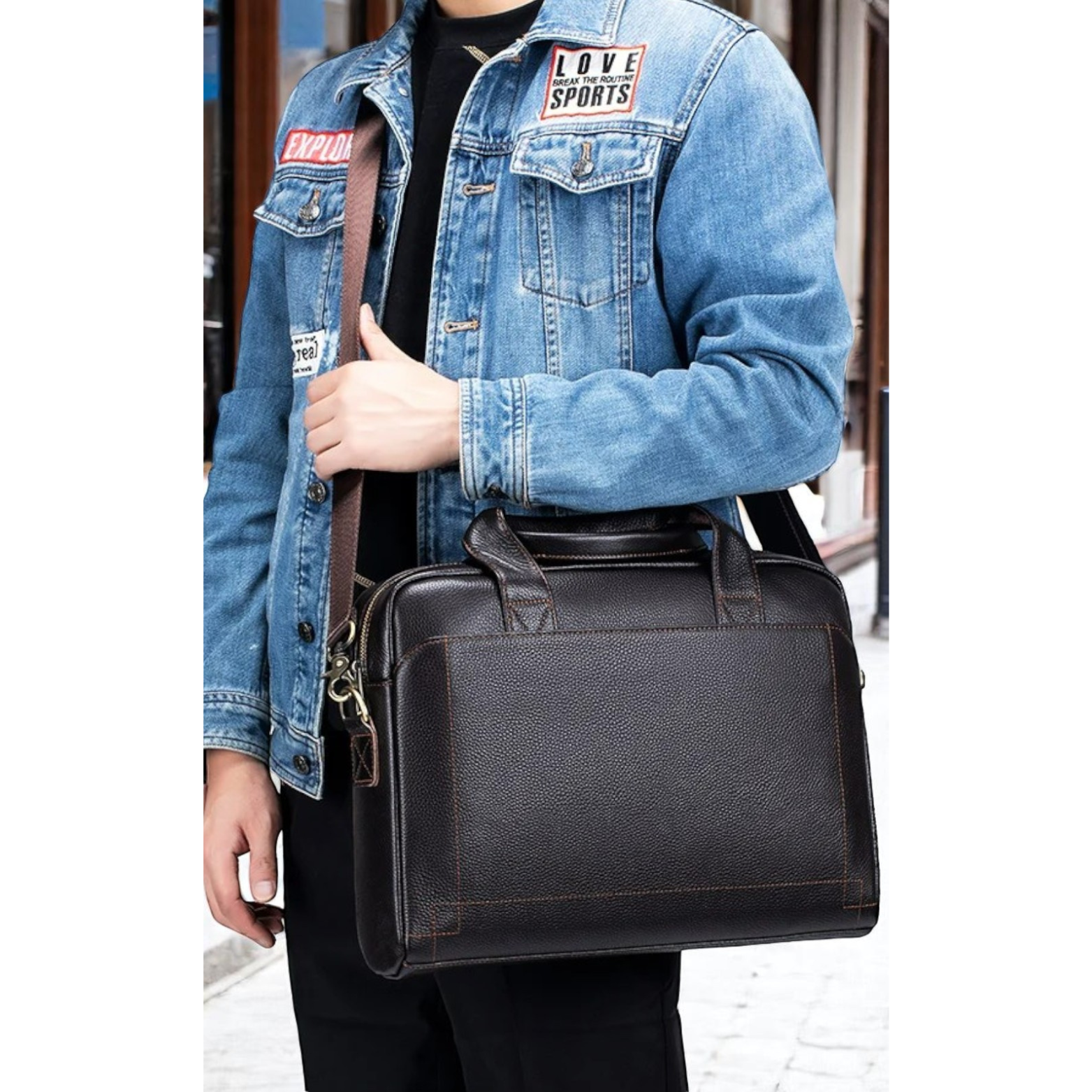 Men’s Leather Executive Bag Crossbody Carry Style – The Crew