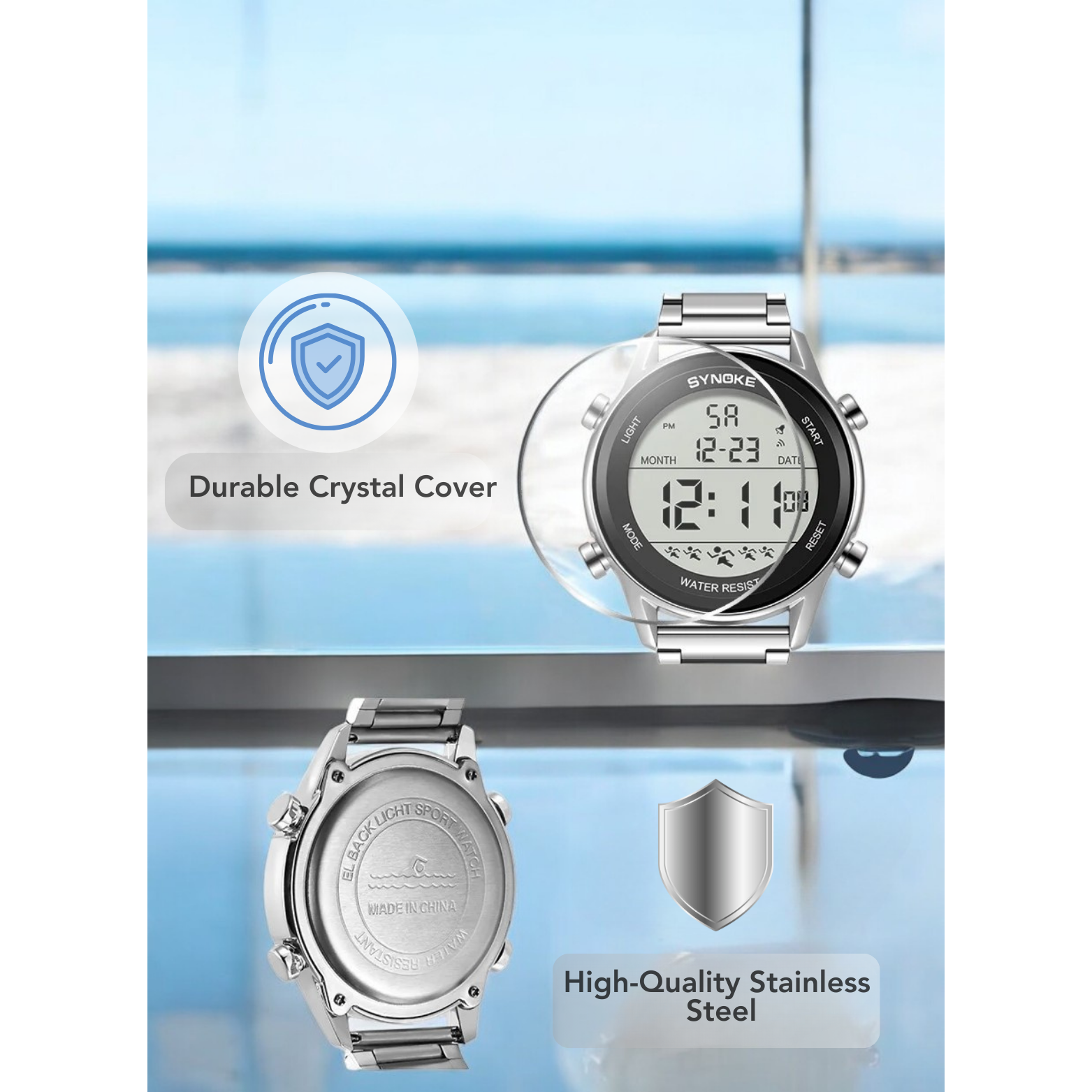 SYNOKE Stainless Steel Digital Watch Resistant Test – The Crew