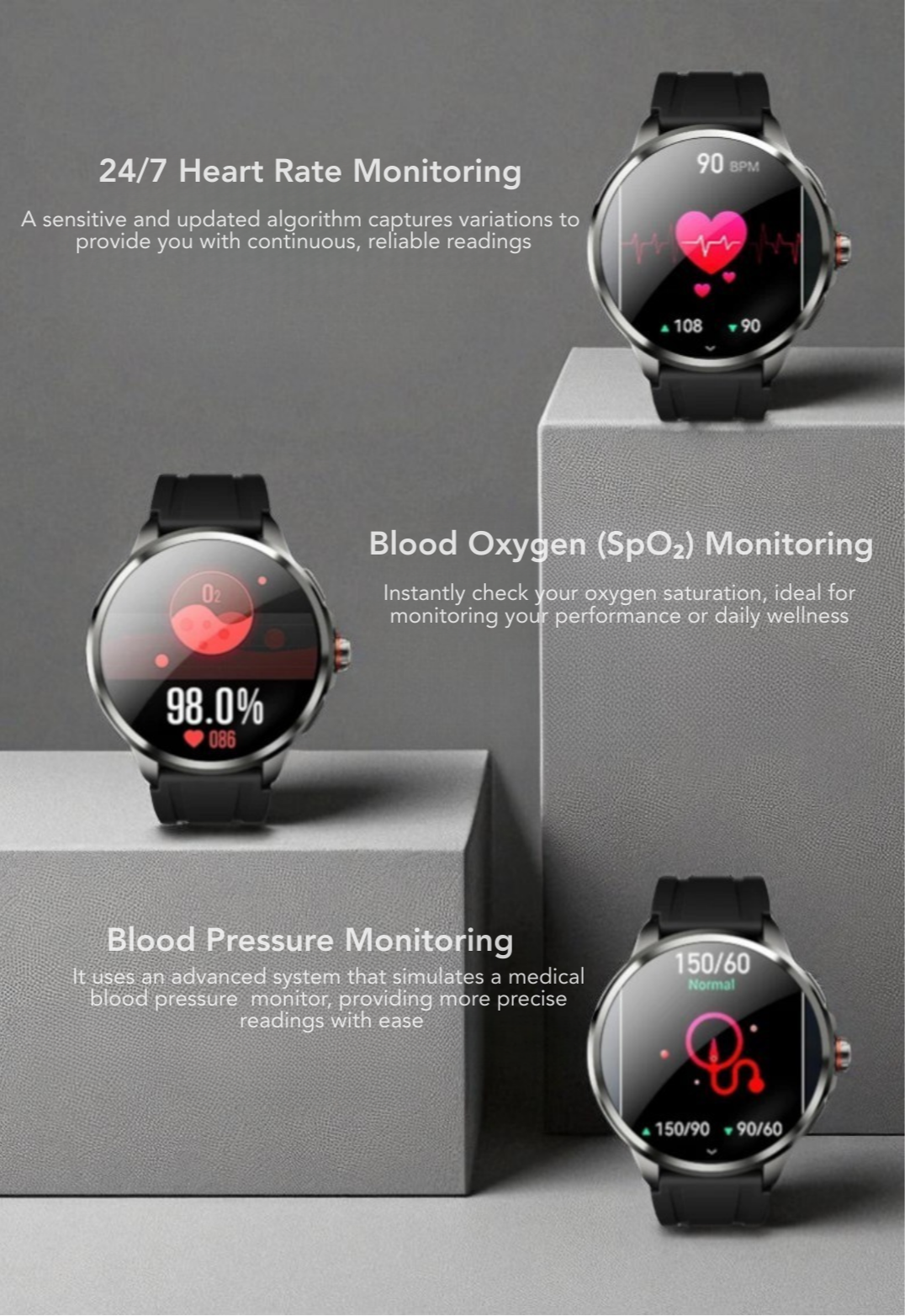 Smartwatch Health Monitoring Heart Rate Screen – The Crew