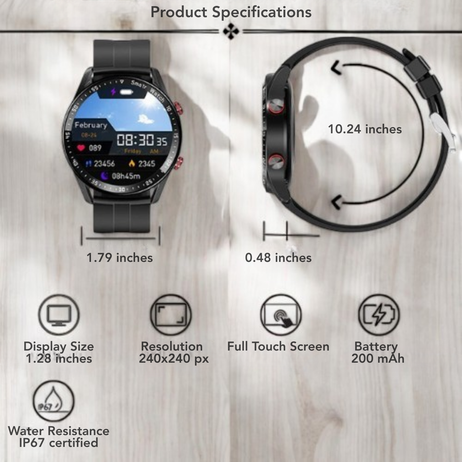 ECG Smartwatch Features Overview Infographic – The Crew