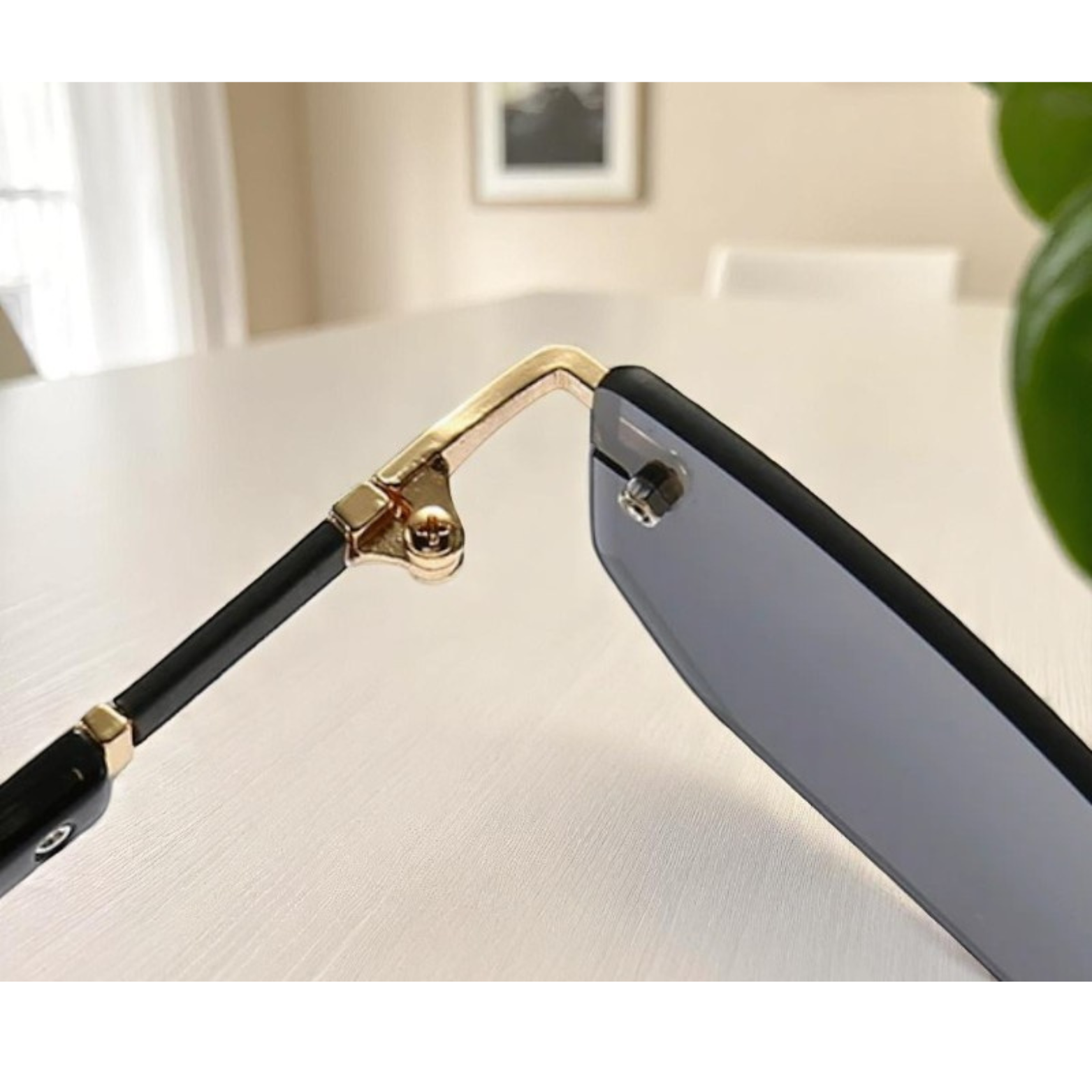 Men’s Rimless Square Sunglasses Side Angle View – The Crew