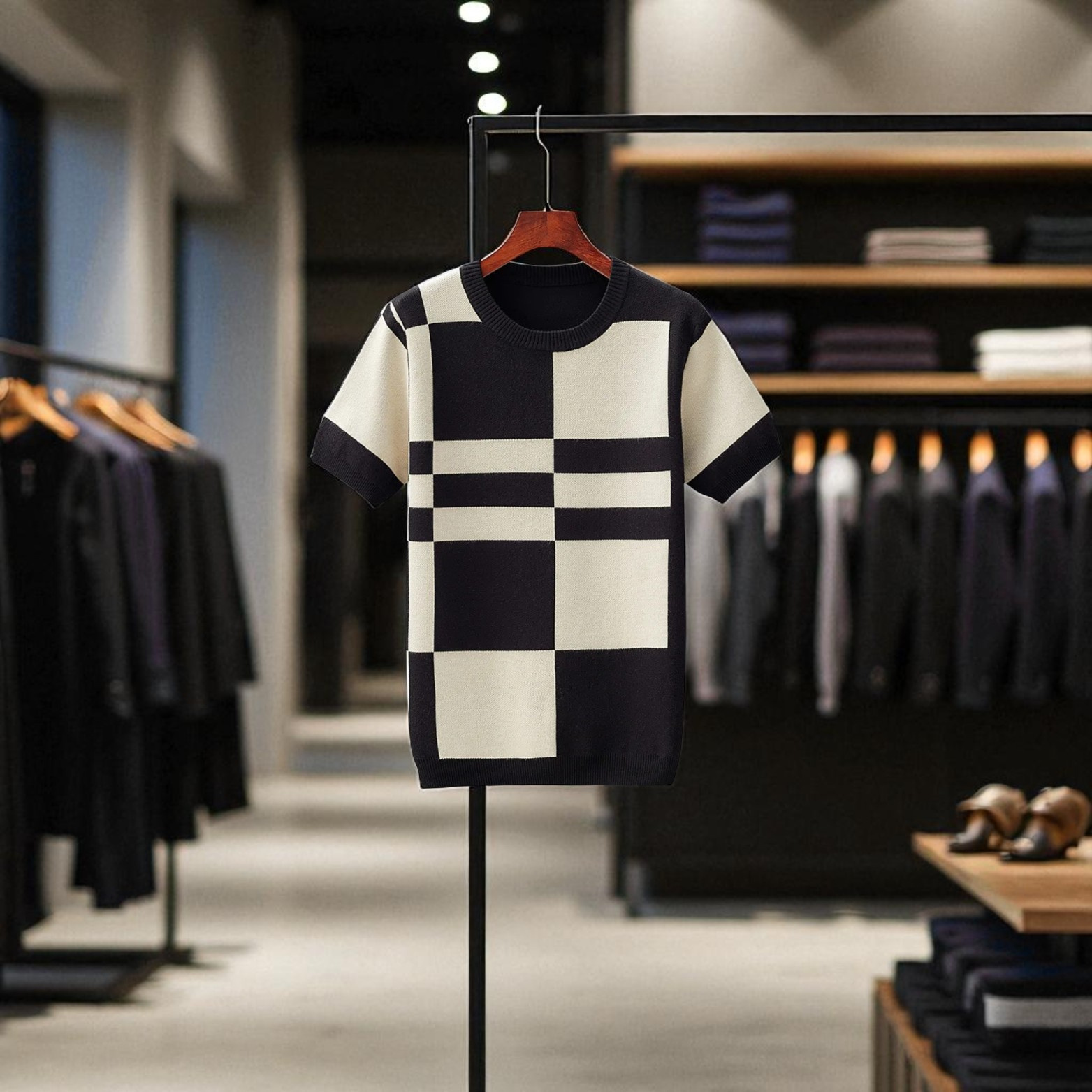 Black Beige Block Pattern Knit Sweater in Store – The Crew