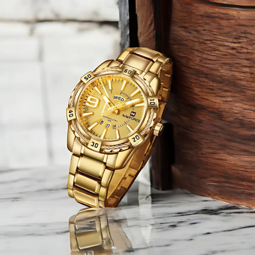 NAVIFORCE Classic Quartz Watch Gold Casual Lifestyle – The Crew