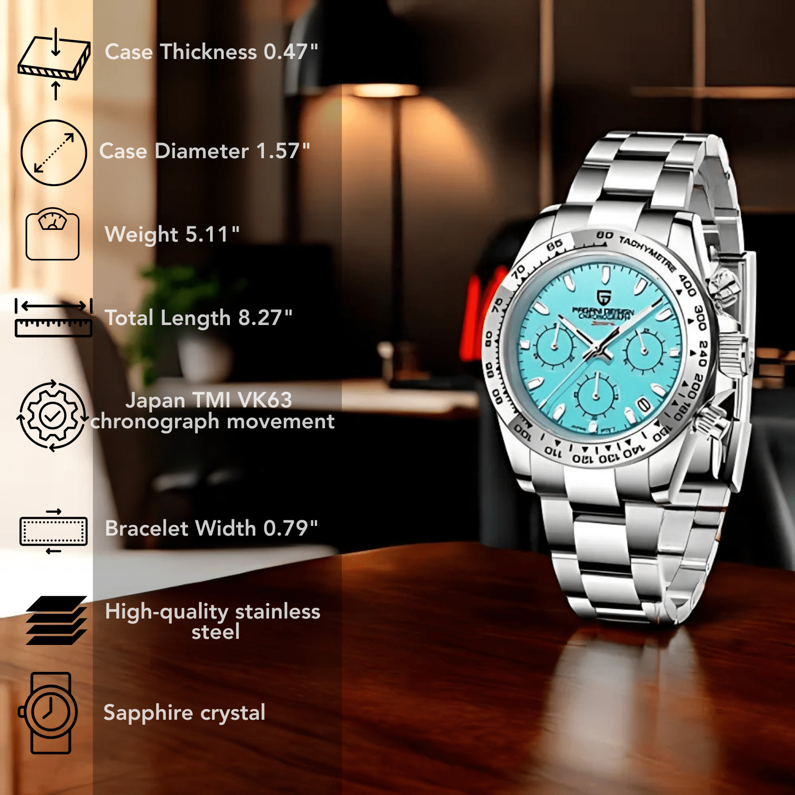 PAGANI DESIGN VK63 Chronograph Watch – Men’s Racing Style - The Crew