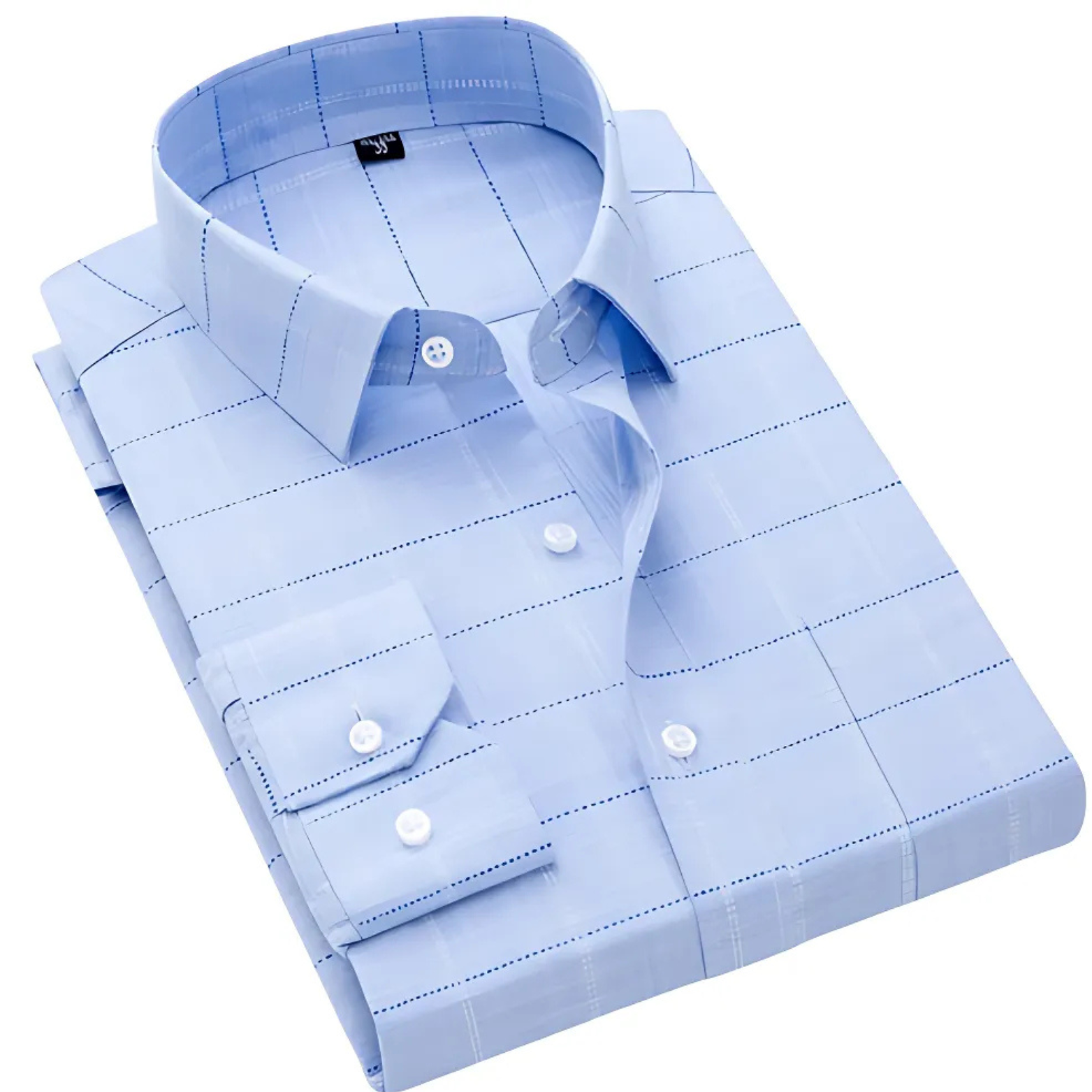 Sky blue long sleeve cotton dress shirt folded – The Crew
