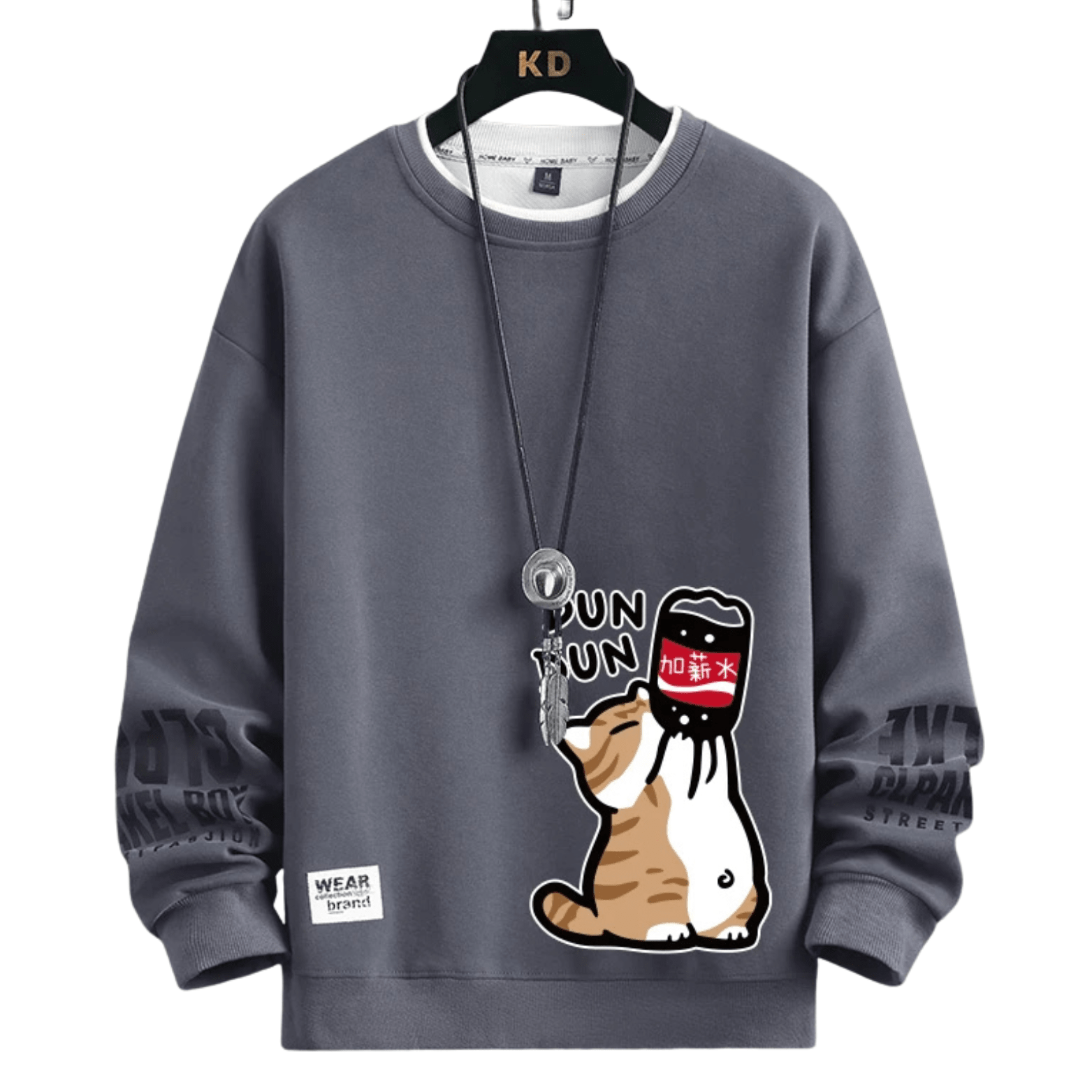 Cute Cat Oversized T-Shirt for Men Relaxed Graphic Tee - The Crew